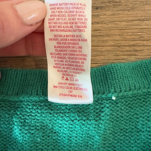 Holiday Time Cat Light Up Ugly Merry Christmas Party Sweater-Size L-Green-Works - Picture 10 of 17